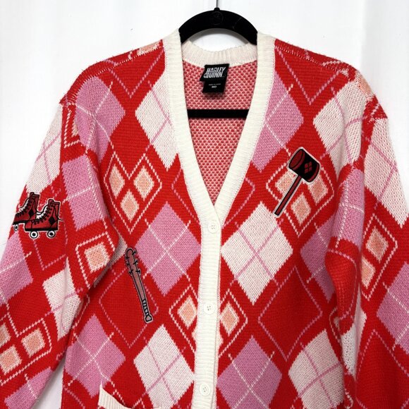 Harley Quinn Argyle Sweater DC Comics Harlequin Batman Joker Size Medium - Picture 2 of 13